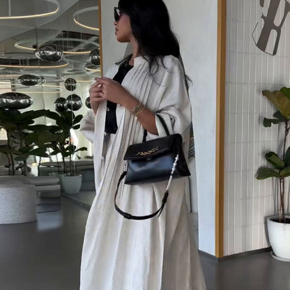 Cool Designer Model Simplicity Pleated Loose Coats