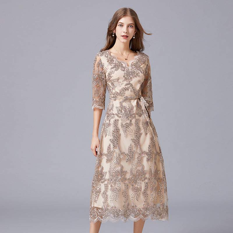 Interest Light Luxury Dress Fat Embroidered Dresses