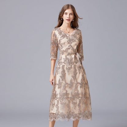 Interest Light Luxury Dress Fat Embroidered Dresses