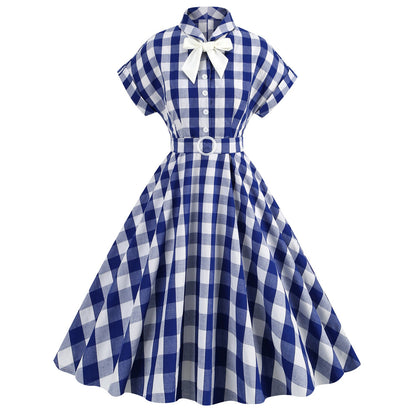 Barbie Pink Death Plaid Bow Tie Dresses