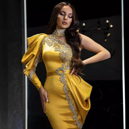Women's Unique Classy Dress Turtleneck Banquet Dresses