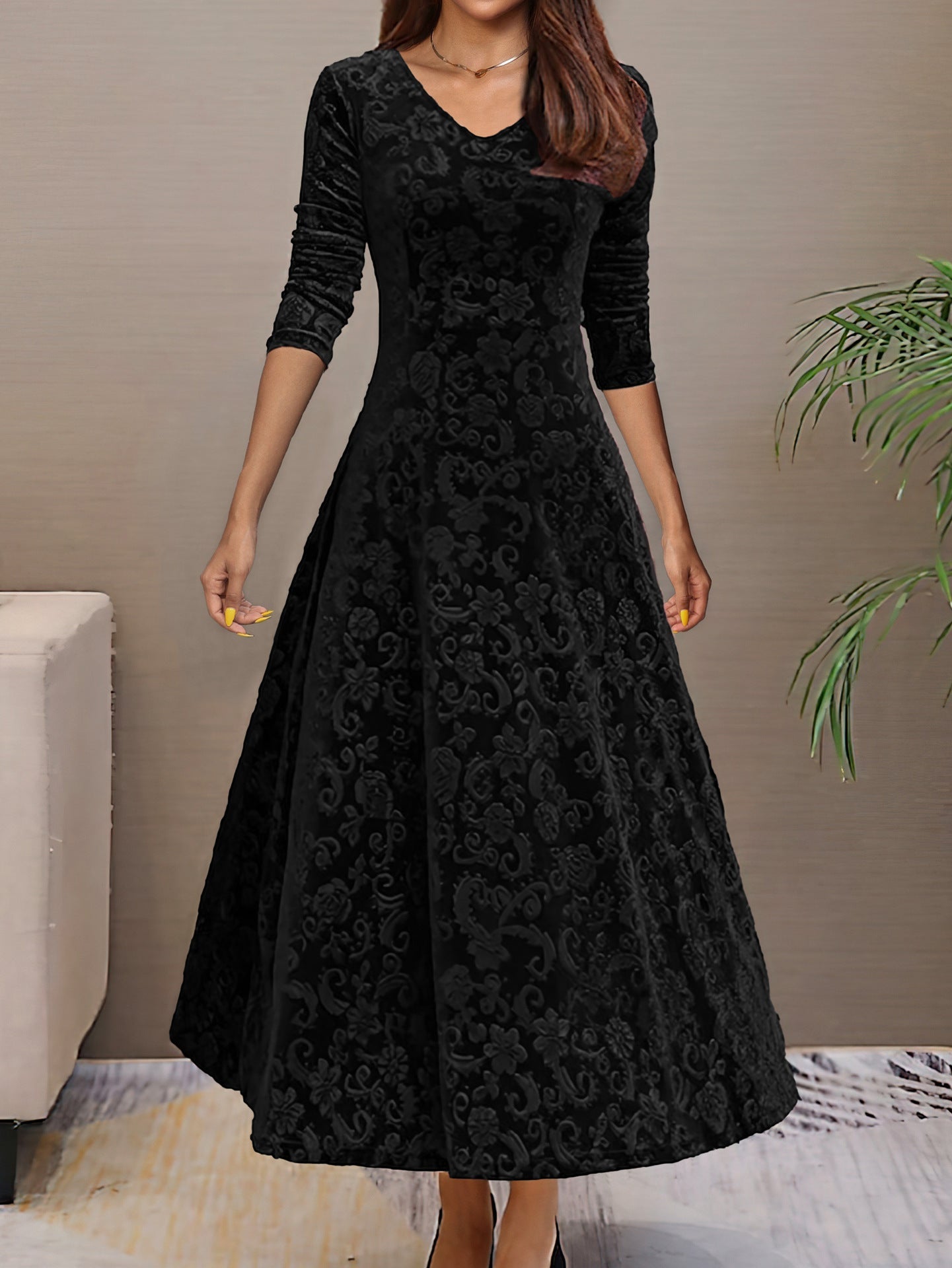 Women's Elegant High-grade Dress Veet Mid-length For Dresses