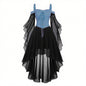Gothic Style Halloween Witch Front Back Long Dresses