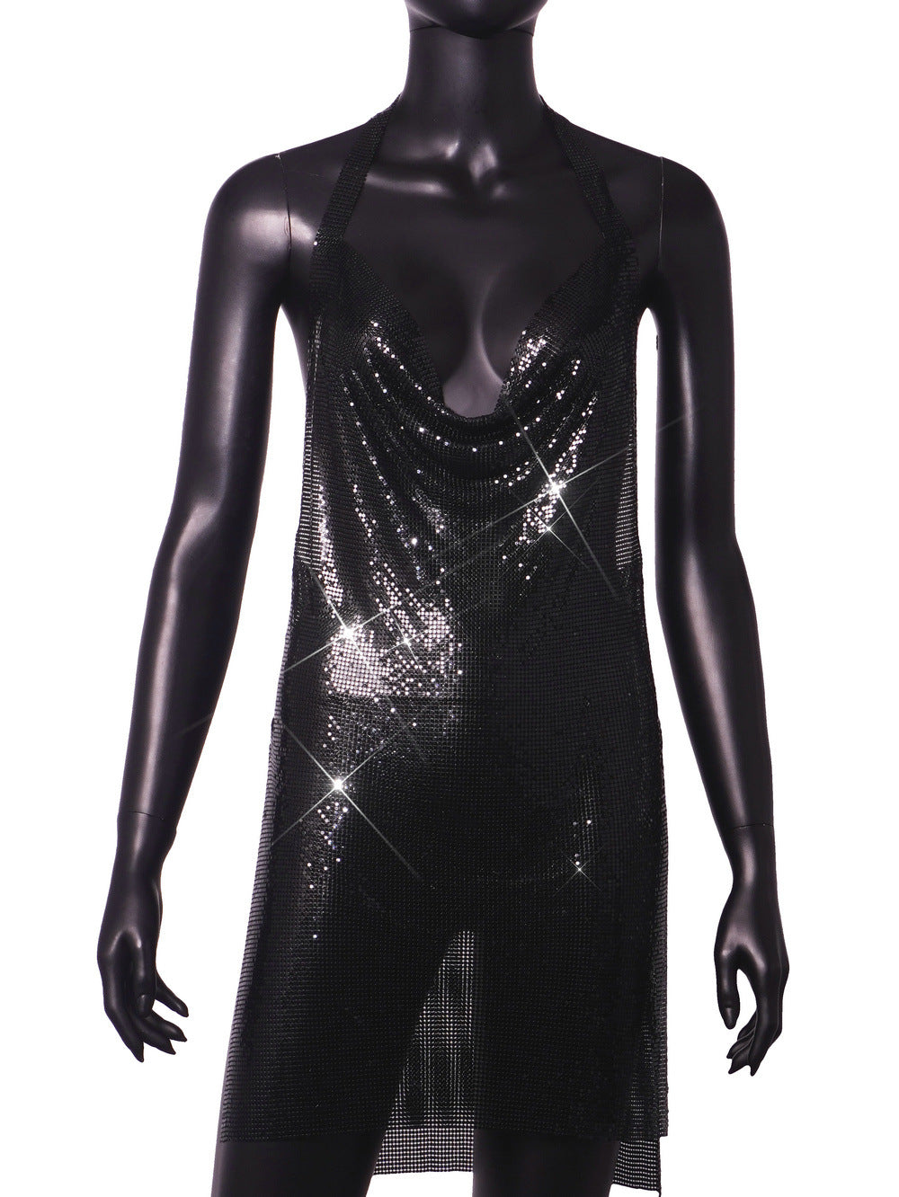 Nightclub Metal Sequins Sexy Suspenders Dress Dresses