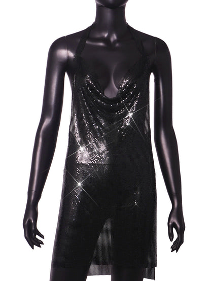 Nightclub Metal Sequins Sexy Suspenders Dress Dresses