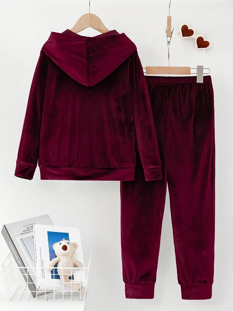Durable Veet Pajamas Hooded Trousers Two-piece Suits
