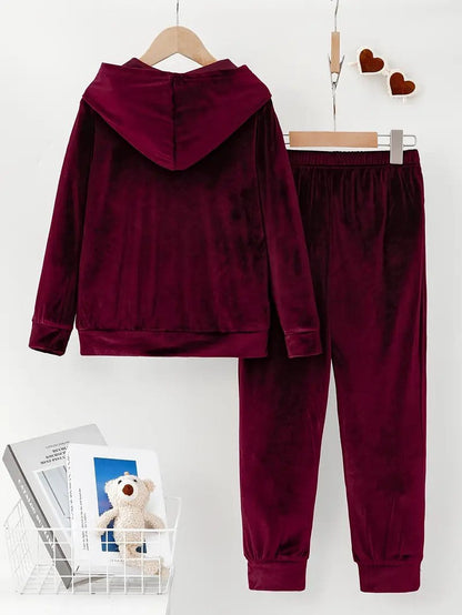 Durable Veet Pajamas Hooded Trousers Two-piece Suits