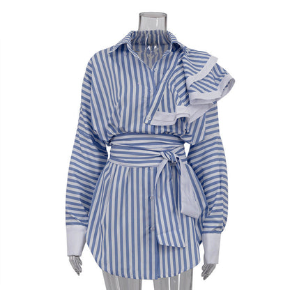 Women's Long-sleeved Dress Design Detachable Ruffled Lapel Dresses