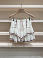 Embroidery Tassel Long Sleeve Shirt Elastic Suits