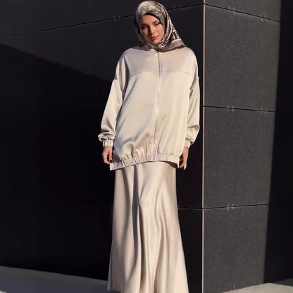Women's Summer Satin Long Sleeve Dress Fashion Suits
