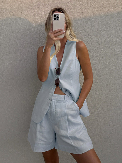 Women's Cotton Linen Summer Commuter Casual Shorts
