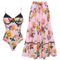 Swimsuit Pink Floral Sweet Seaside Vacation Swimsuit Set Women