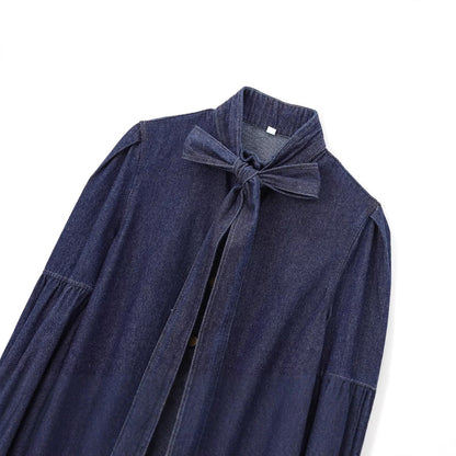 Women's Style Retro Lace Up Bow Design Blouses