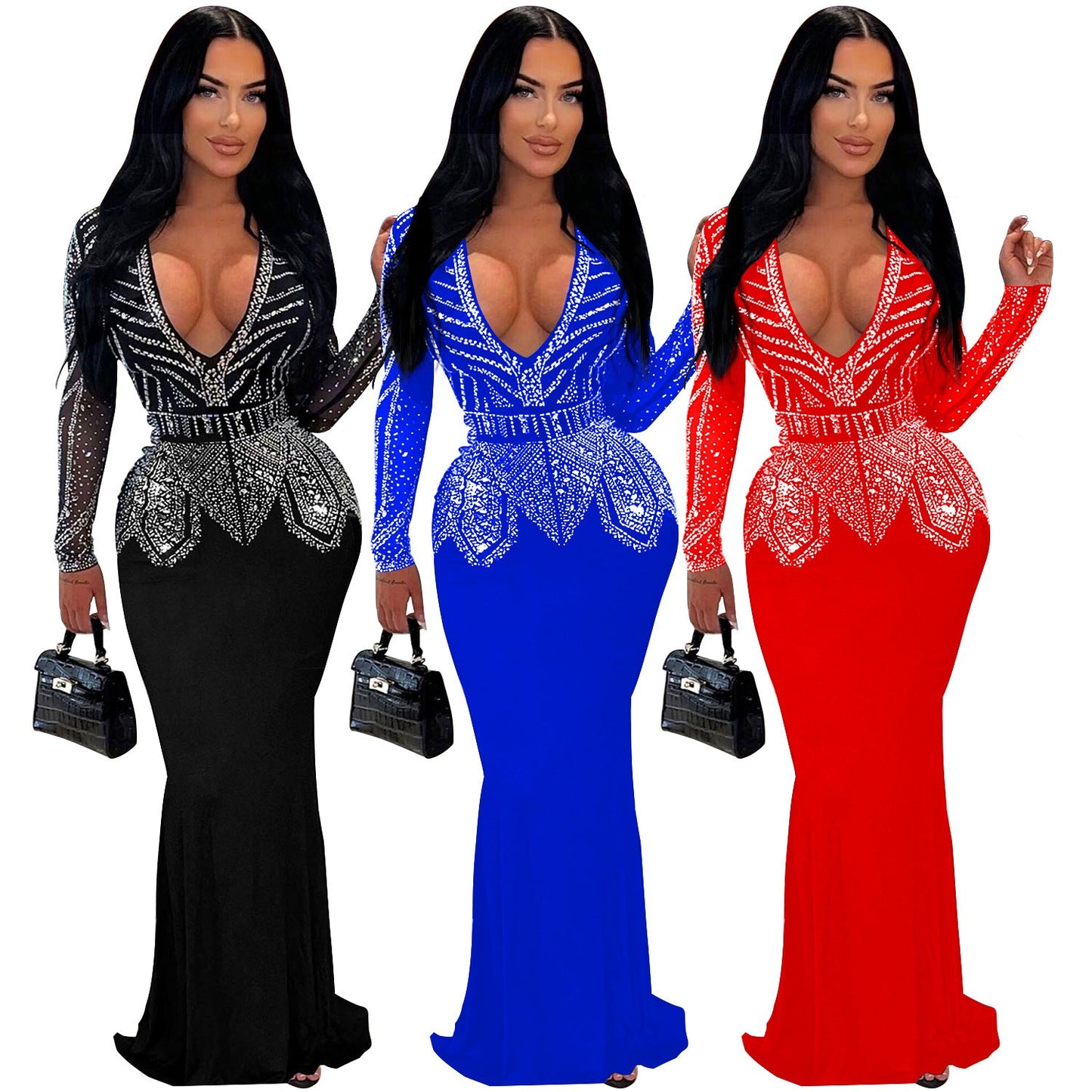 Women's Stylish Fashion Wear Rhinestone Dress Dresses