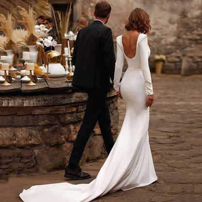 Light Dress Simple Graceful Bride Fishtail Wedding Dresses