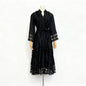 Women's Lace Embroidery Stitching Ruffled Long Dress Dresses