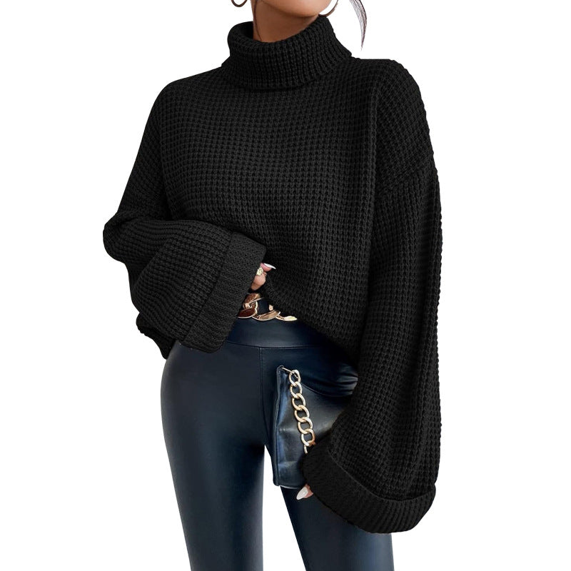 Women's Knit Shirt Fashion Pullover High Collar Sweaters