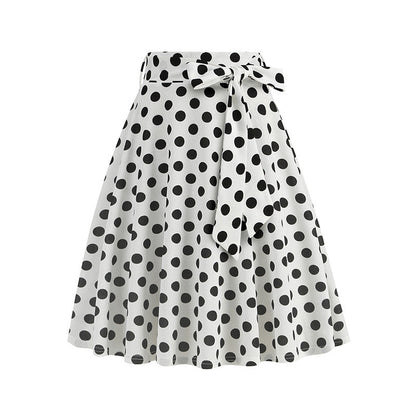 Women's Retro Dots Floral Purple Group Belt Skirts