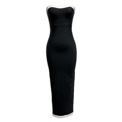 Black Orange Strapless Long Type Sexy Dresses
