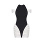 Women's Contrast Patchwork Sexy Hourglass Pleated Halter Dresses