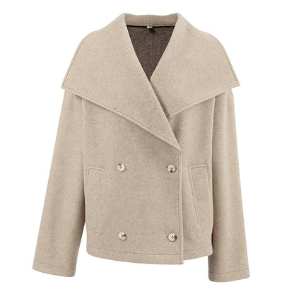 Women's Commuter French Khaki Woolen Winter Thickened Coats