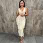 Women's Sexy Sleeveless Cut-out Ruffled Pure Color Dresses