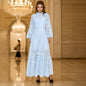Women's Summer Seaside Vacation Long Dress Embroidered Stand Collar Dresses