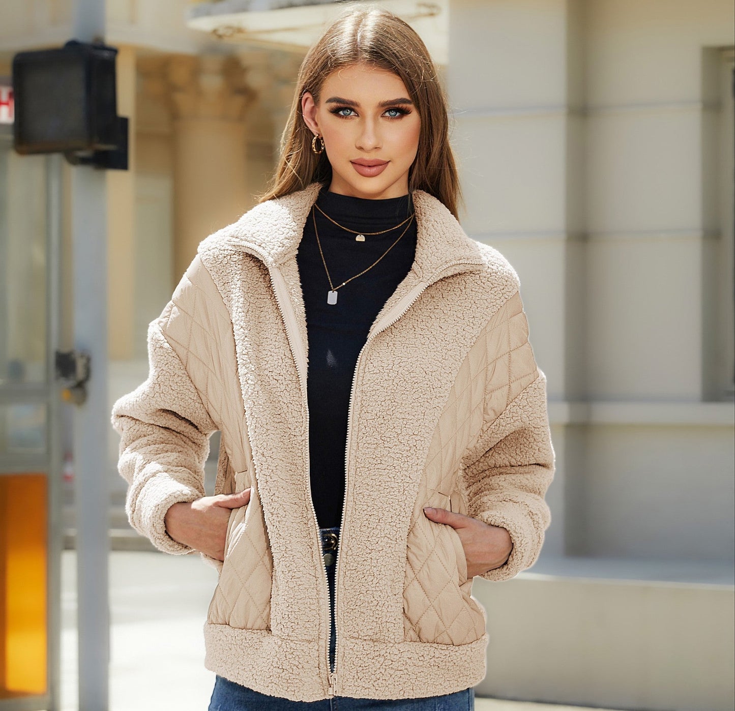 Women's Flash Veet Fashion Long Sleeve Zipper Coats