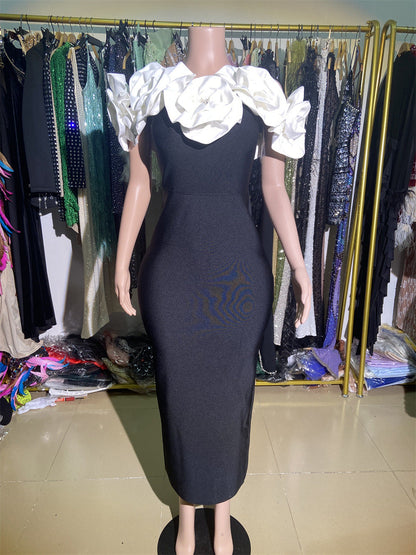Women's Fashion Large Flower Slim Tube Sleeveless Tight Casual Dresses