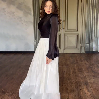 Women's Slimming Sense Of Design Stitching Mercerized Dresses