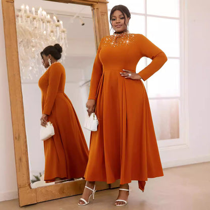 Turtleneck Hollow Dress Commuter Party Beaded Dresses