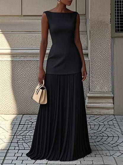 Women's Solid Color Sleeveless Knitted Sexy Slim Dresses