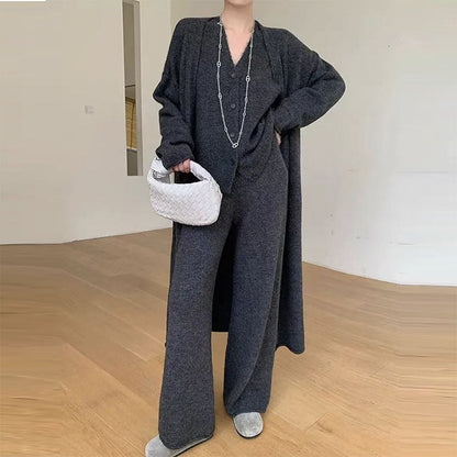 Women's Mid-length Lazy High-grade Knitting Three-piece Thick Suits