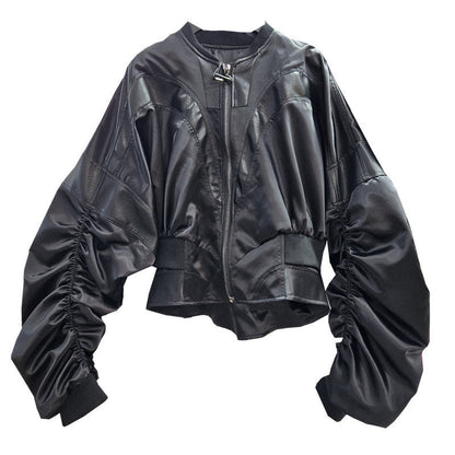 Niche Hot Autumn Sweet Cool Leather Stitching Coats