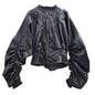 Niche Hot Autumn Sweet Cool Leather Stitching Coats