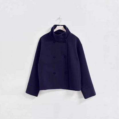 Graceful Stand Collar Double Breasted Woolen Coats