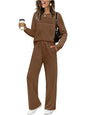 Women's Autumn Long Sleeve Round Neck Casual Elastic Waist Trousers Suits