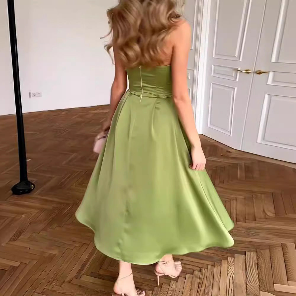 Summer Solid Color Cold-shoulder Sleeveless Sexy Dresses