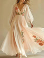 Women's Collar Sleeve Digital Printing Positioning Dress Skirts