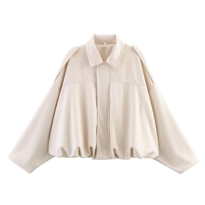 Women's Lapel Color Casual Suede Pilot Texture Jackets