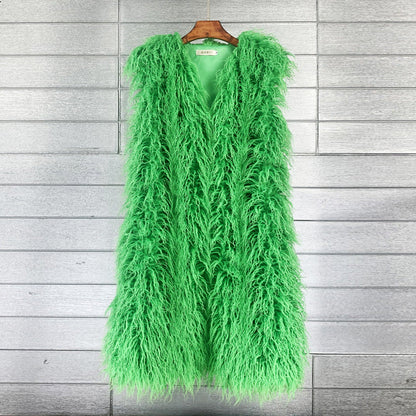 Women's Winter Lengthened Imitated Tibet Sheep Fur Coats