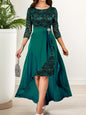 Women's Lace Detachable Chiffon Irregular Hem Dress Dresses