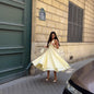 Women's Sexy Fashion Backless Pure Color Ruffles Dresses