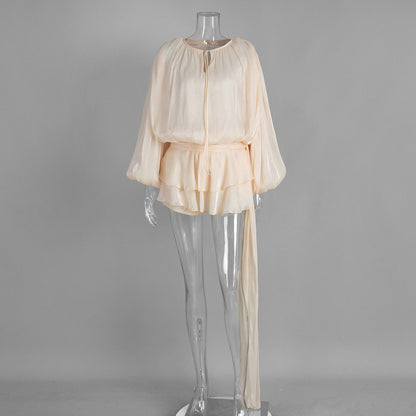 Chiffon Long Sleeve Dress Summer Lantern Dresses