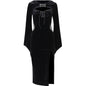 Women's Dress Dark Elegant Hooded Bell Sleeve Dresses