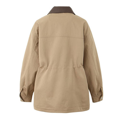 Fashion Overalls Long Sleeve Waist Trimming Coats