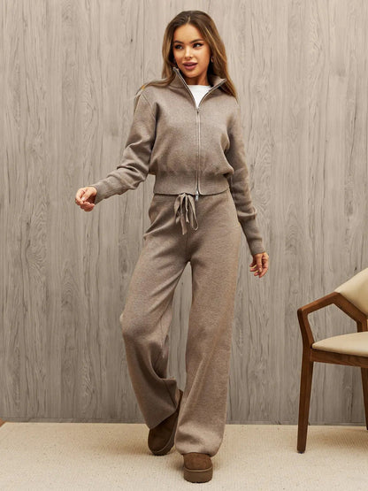 Women's Long Sleeve Zipper Trousers Sports Two-piece Suits