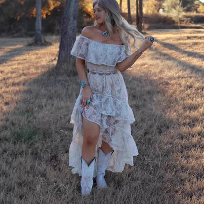 Women's Lace Dress White Beach Tube Sexy Dresses