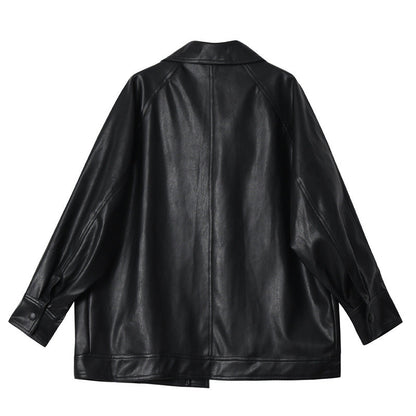 Women's Leather Spring Motorcycle Mid-length Retro Large Jackets