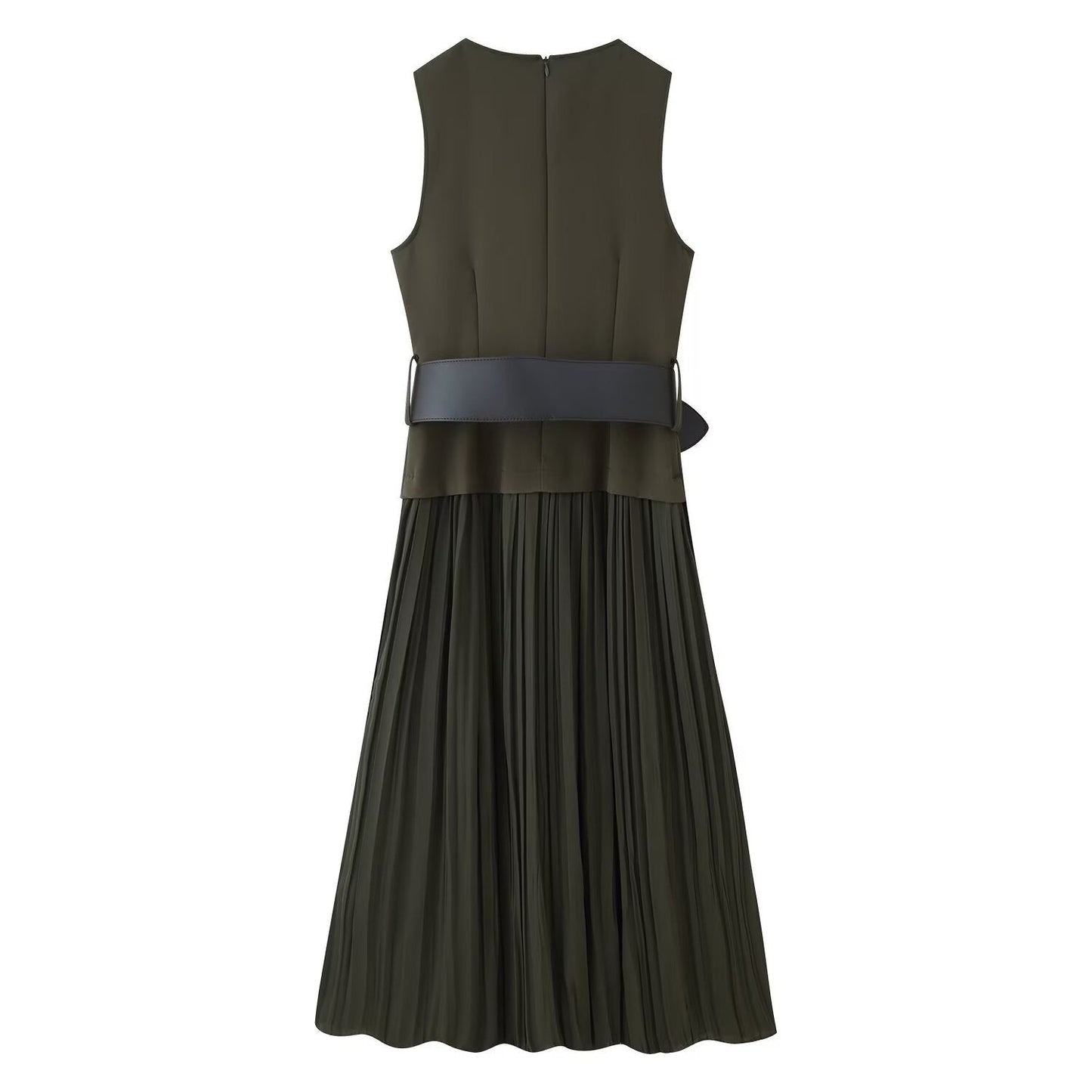 Women's Autumn Pullover Round Neck With Belt Skirts